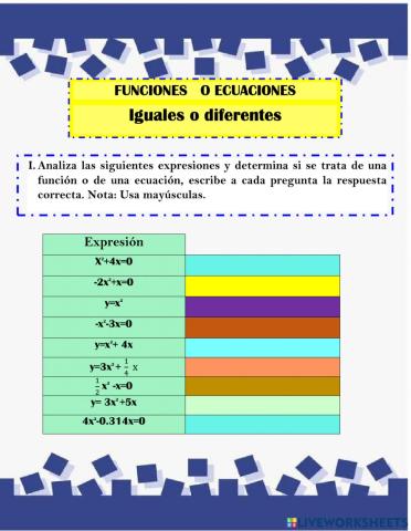 DIFERENCIA DE ECUACIONES Y FUNCIONES No1