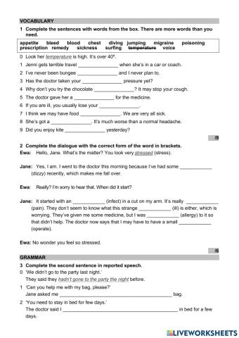 WW 4 Unit 6 language test