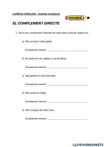 El complement directe (CD) - Llengua Catalana 6è de primària
