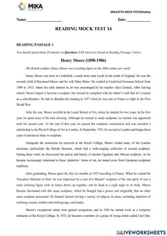 Reading Mock Test 14