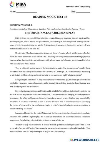 Reading Mock Test 15