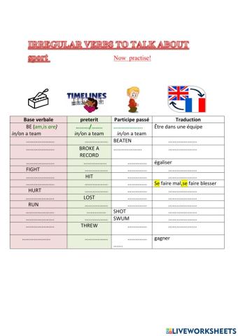 Irregular verbs on sport