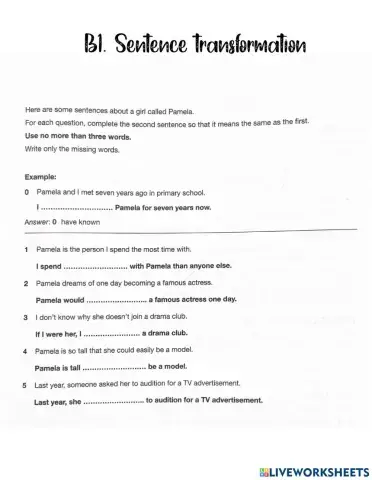 B1. Sentence Transformation 1