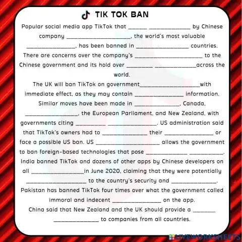 Listening skill- Tik Tok Ban