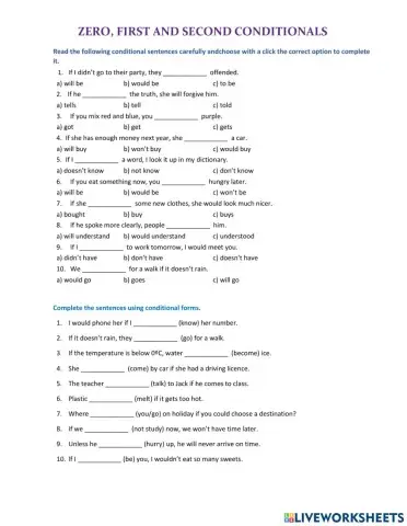 Conditionals 0, 1, 2