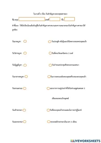 วันสำคัญทางพระพุทธศาสนา