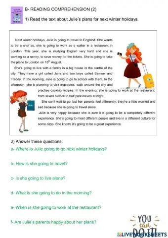 Julie's future plans-Reading