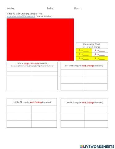 Spanish: Regular Stem Changing Verbs - E to IE