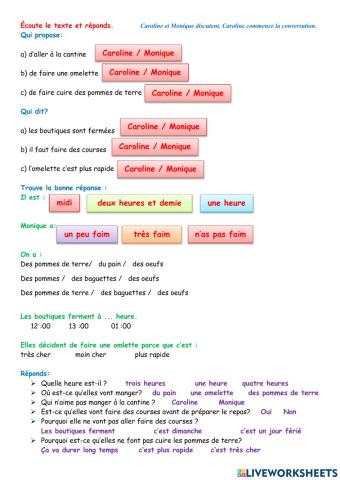 Qu'est-ce qu'on mange?