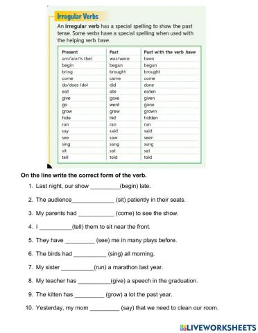 Irregular verbs- Past- Participle