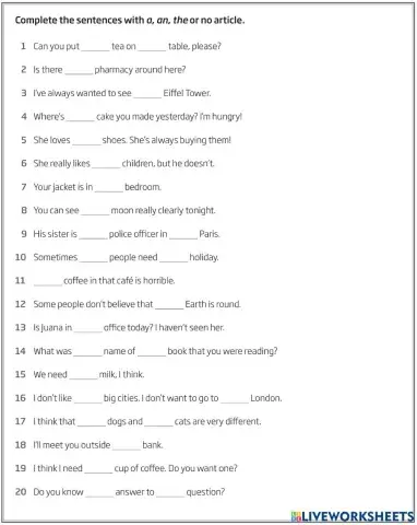 B1.1 3C Grammar 1: Articles