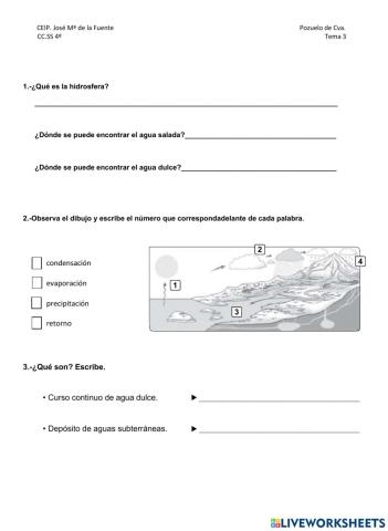 PRUEBA ESCRITA DE CC.SS 4º Unidad 3
