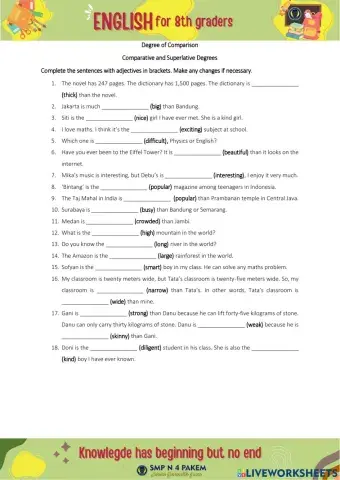 Comparative and Superlative Degrees