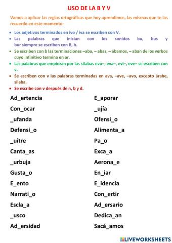 Uso de la b y v