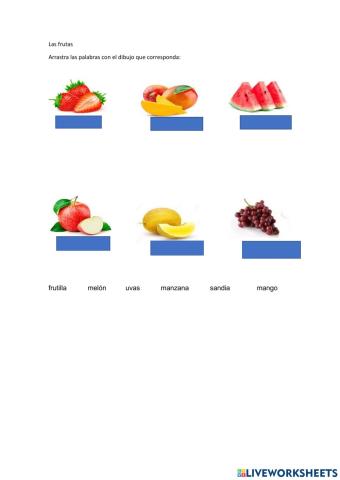 Ejercicio de reconocer las frutas con las palabras