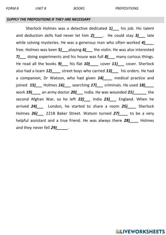 Prepositions Books Unit 8 Form 8