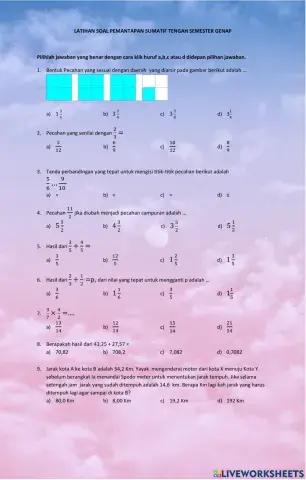 Latihan soal pecahan kelas 4