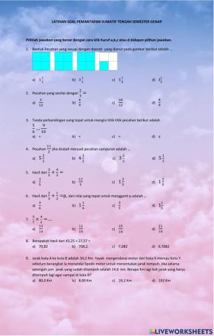 Latihan soal pecahan kelas 4
