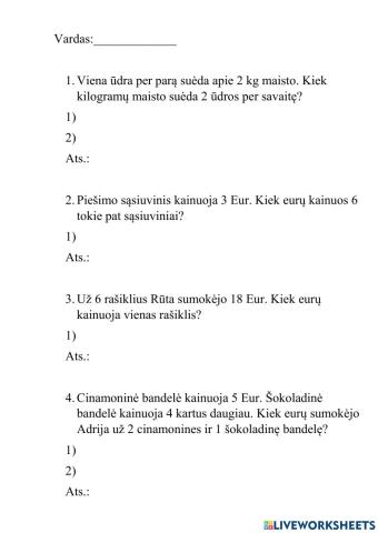 Tekstiniai uždaviniai