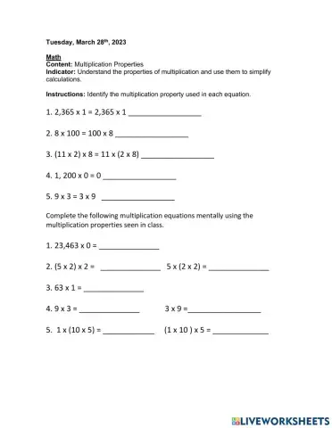 Multiplication properties