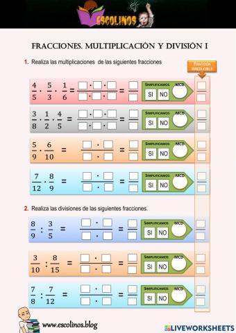 Fracciones. Multiplicación y división I