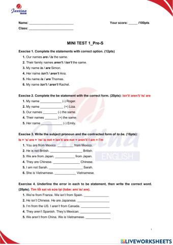 Mini Test 1 - PreS