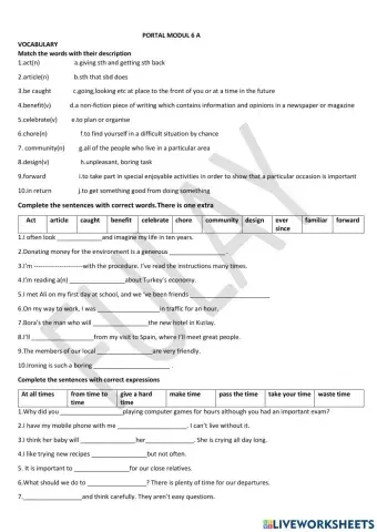 Vocabulary 6 a -prep
