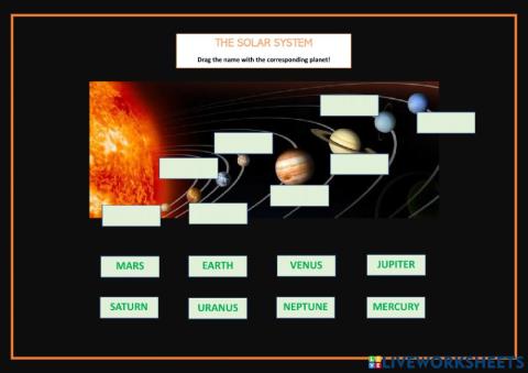 THE SOLAR SYSTEM. Drag and drop