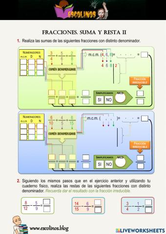 Fracciones. Suma y resta II