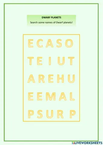 Dwarf Plantes. Word Search