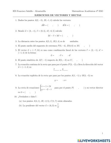 Vectores y rectas