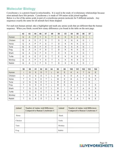 Evidence of evolution-Molecular Biology