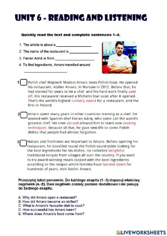 Unit 6 reading and listening