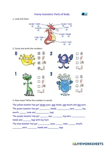Funny monsters: Parts of body