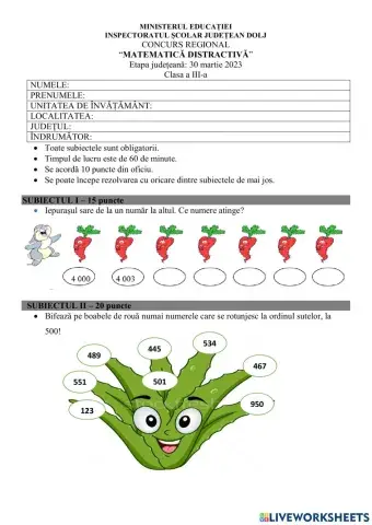 Matematică distractivă - clasa a III-a