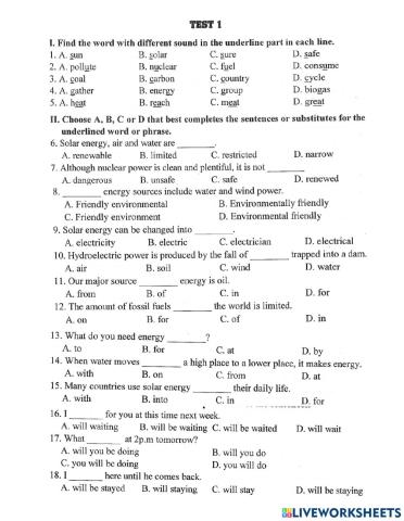 Lop 7- unit 10-test 1