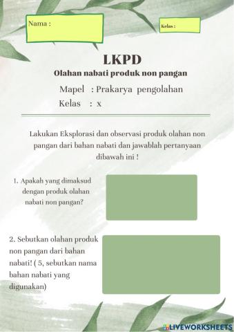 LKPD olahan non pangan bahan nabati