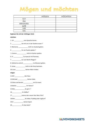 Mögen und möchten