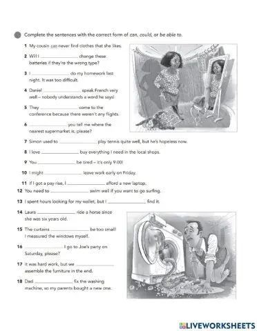 Modal verbs (can-could-be able to)