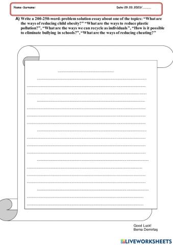 Writing Problem solution essay template