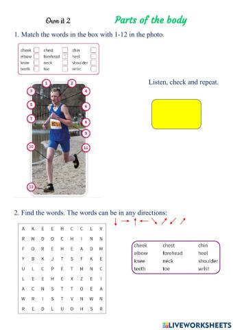 Parts of the body. Go Getter 2