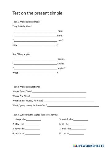 Test on the present simple 2