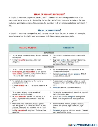 Passato prossimo VS Imperfetto