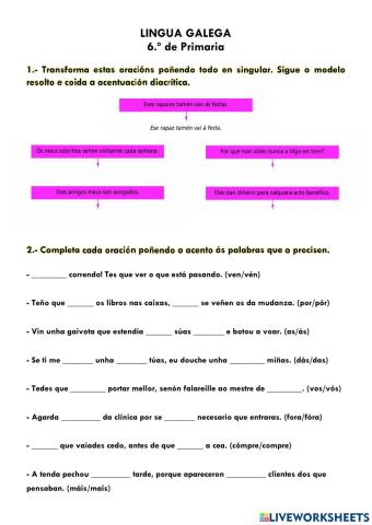 Exame. Acento diacrítico