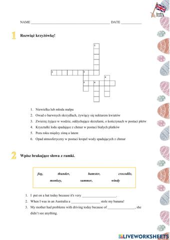 Vocabulary - Animals and Weather