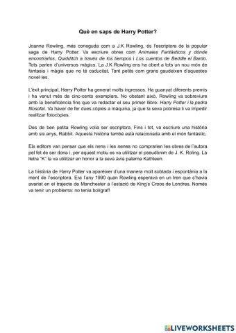 Què en saps de Harry Potter?