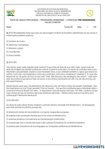 Literatura: pré-modernismo