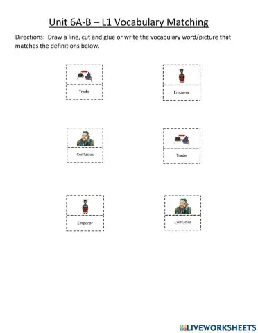 Unit 6A-B - W.4.7-8-10 -Classical Asian Civilization Vocab Matching