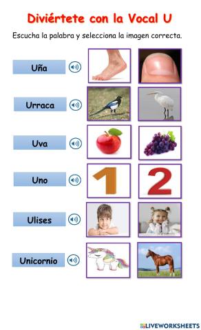 Diviértete con la Vocal U