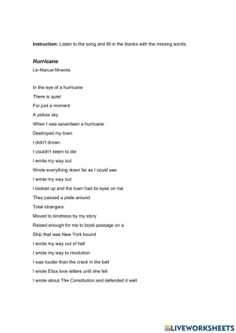 Past simple (Song Challenge) - Hurricane